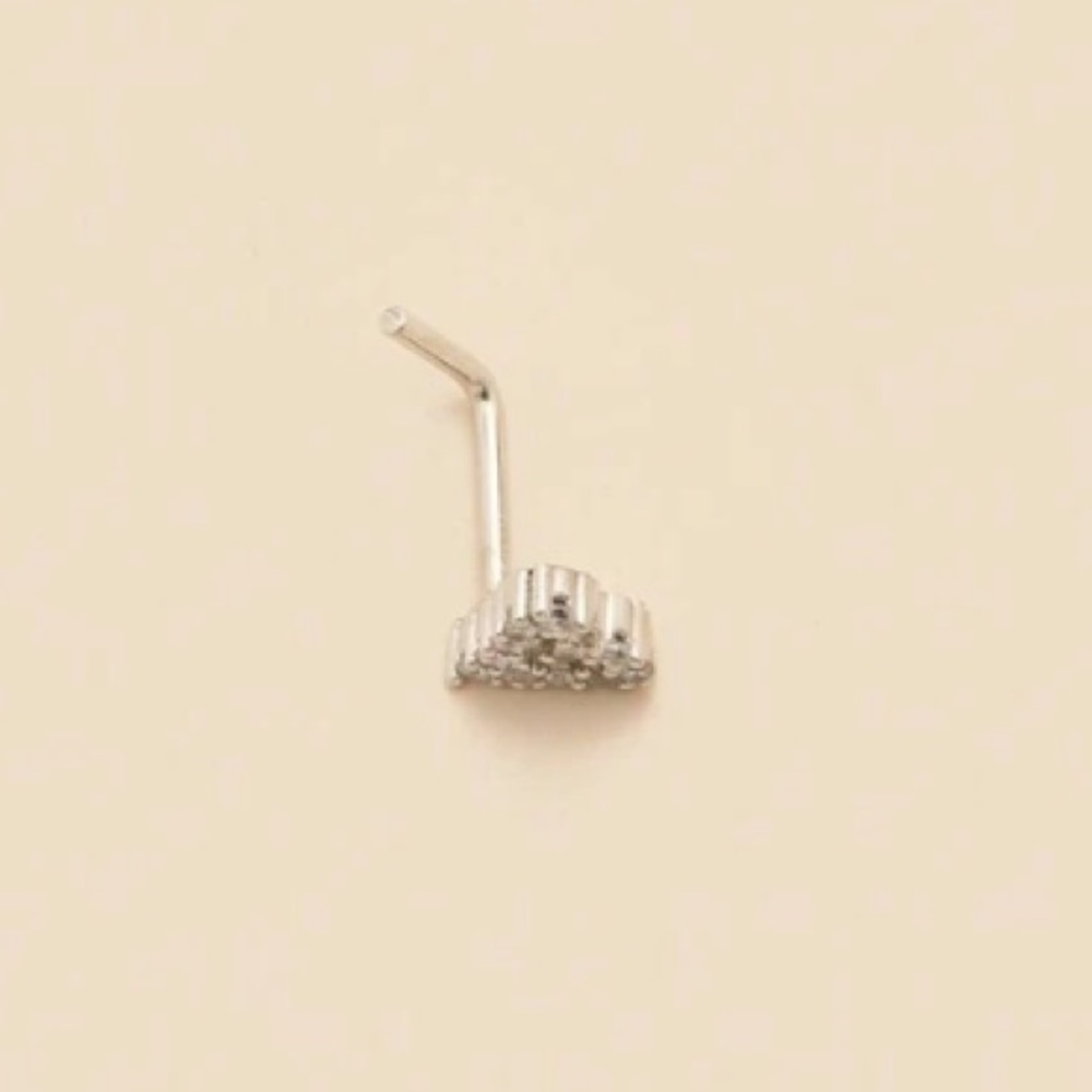 Nose Ring- Hollow Out Heart Shape Nose Stud Ring, Nose Piercing Silver tone - Picture 5 of 12